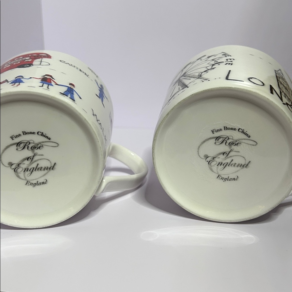 Rose of England London Themed Bone China Mugs set of 2 - Picture 5 of 6